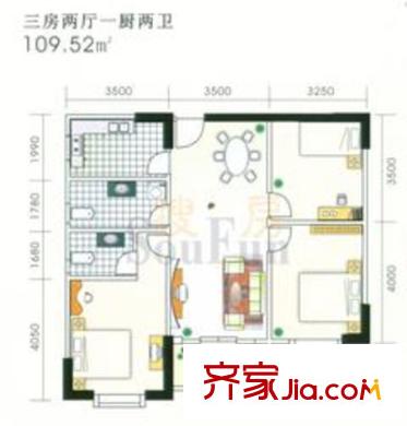 瑞康花園 3室 戶型圖