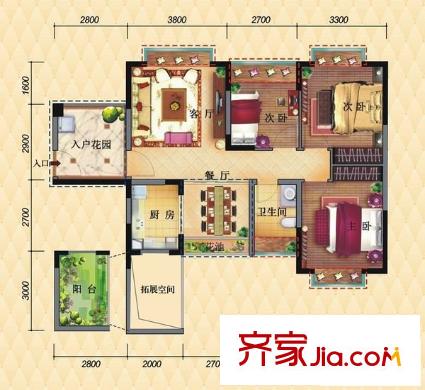 宏業(yè)花園 3室 戶型圖