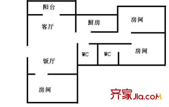 宏業(yè)花園 3室 戶型圖