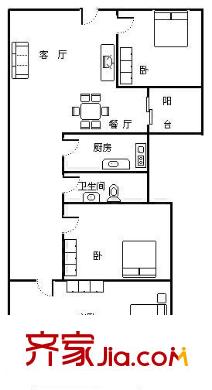 河濱花園 2室 戶型圖
