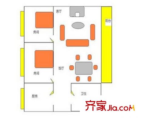 糖酒商住樓 2室  戶型圖