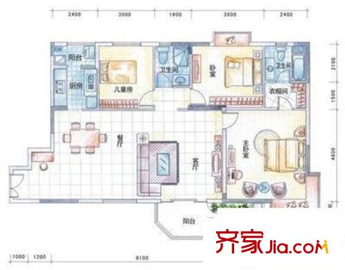 太和城市花園 3室 戶型圖