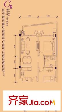 富盈世界匯住宅 1室　戶型圖