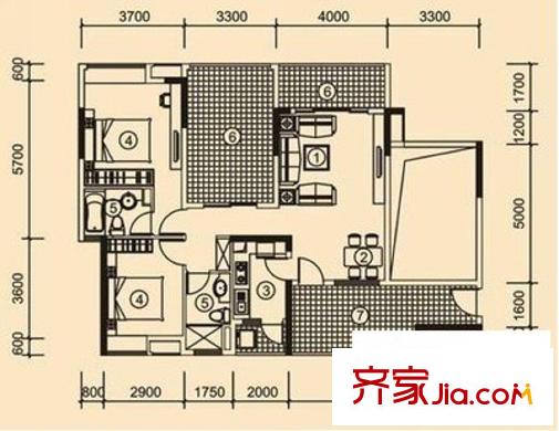 海楊城二期 2室 戶型圖