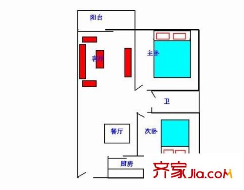 龍景花園 2室 戶型圖