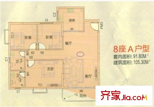 翠怡居住宅戶型圖翠怡居3房2 3室2廳2衛(wèi)1廚