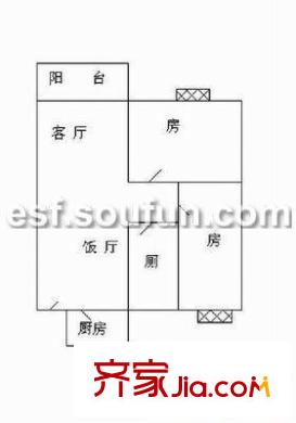 海關(guān)宿舍 2室 戶型圖