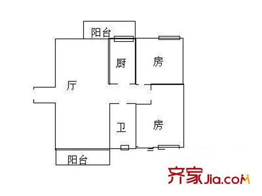 龍景花園一期 2室 戶型圖