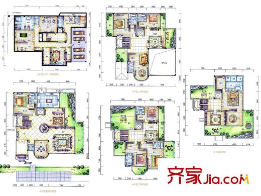御花苑天平方米灣戶型圖1#獨棟墅王A戶型 7室4廳7衛(wèi)2廚