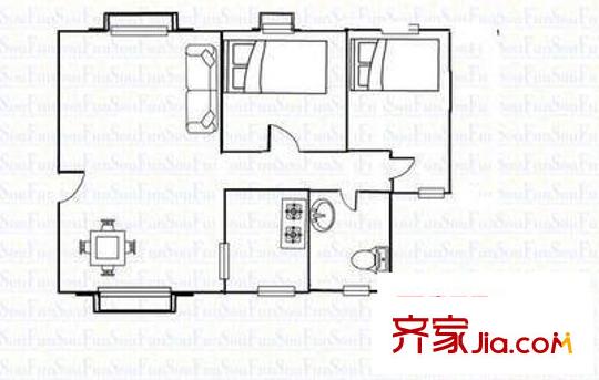 龍威花園 2室 戶型圖