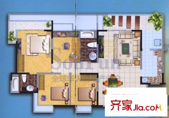 海楊城二期 3室 戶型圖