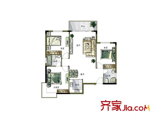 富嘉名座 3室 戶型圖
