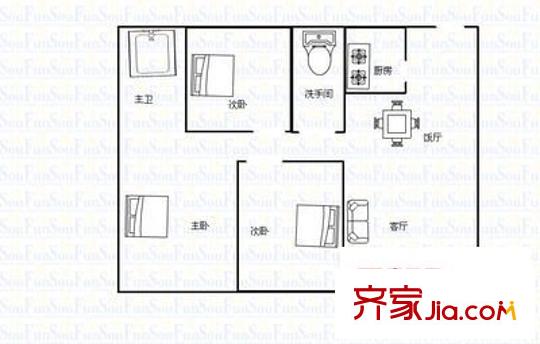 河濱花園 3室 戶型圖
