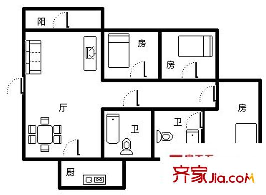 鳳凰城 3室 戶型圖