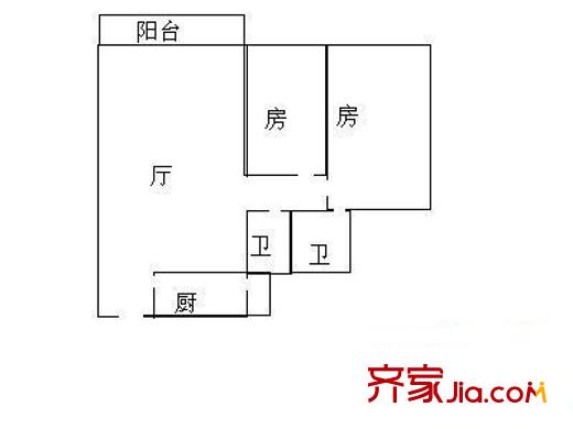 金龍大廈(虎門)戶型圖金龍大廈（虎門）2室 戶型圖 2室2廳1衛(wèi)1廚