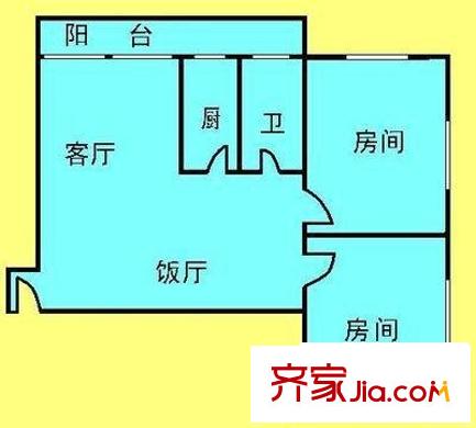 海關(guān)宿舍 2室 戶型圖