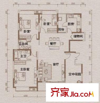 富康豪庭二期 3室 戶型圖