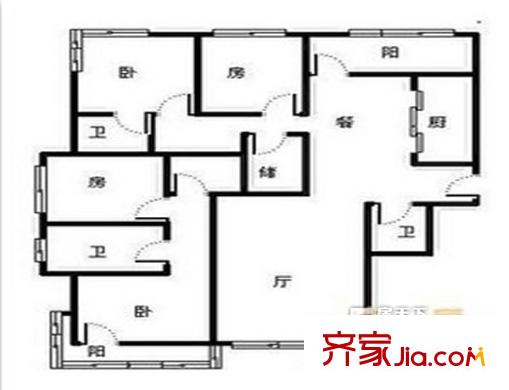 蓮花別墅洋房 4室 戶型圖