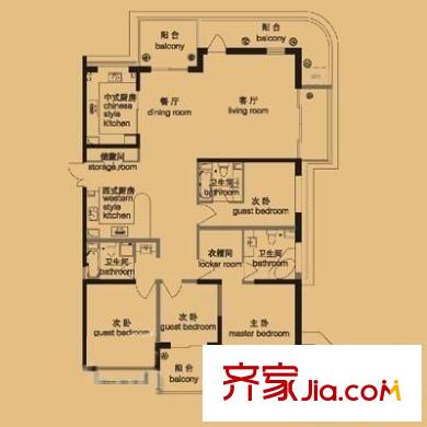 蓮花別墅洋房 4室 戶型圖