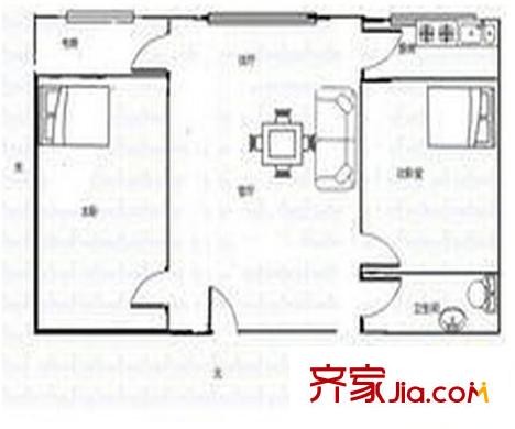 君源鉑爾曼公館 2室  戶(hù)型圖