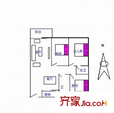 龍景花園 3室 戶型圖