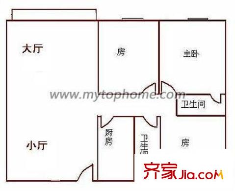 百年興大廈戶型圖百年興3室 戶型圖 3室2廳2衛(wèi)1廚