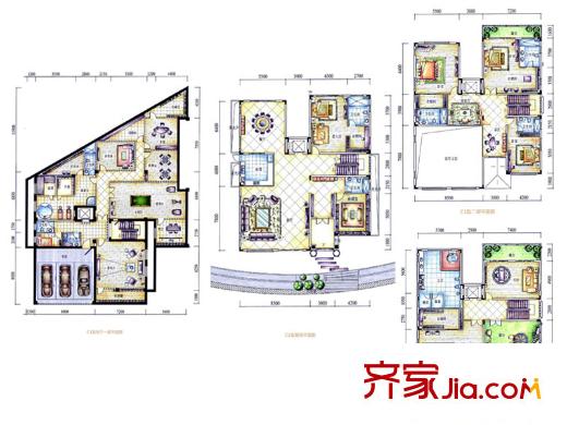御花苑天平方米灣戶型圖20-31#山景獨棟別墅C1戶型 5室3廳8衛(wèi)1廚