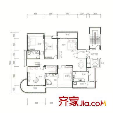 御花苑天平方米灣戶型圖4棟11層1單元01單位頂層復(fù)式（首層） 8室3廳2衛(wèi)1廚