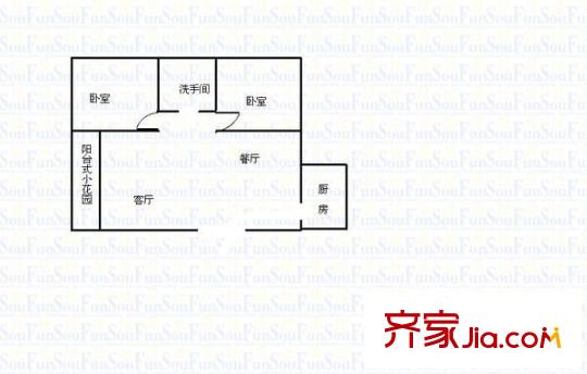 龍威花園 2室 戶型圖