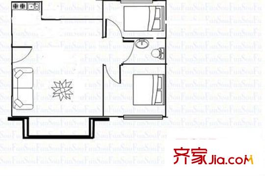 龍威花園 2室 戶型圖