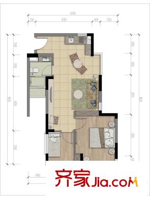 東駿朗晴居戶型圖1-2棟標(biāo)準(zhǔn)層A戶型 2室1廳1衛(wèi)1廚