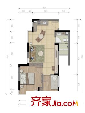 東駿朗晴居戶型圖1-2棟標(biāo)準(zhǔn)層A1戶型 2室1廳1衛(wèi)1廚