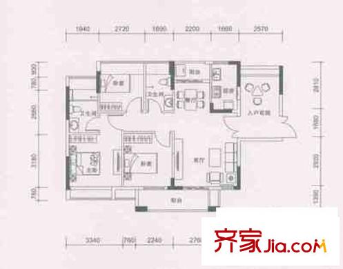 七寶一居 3室 戶型圖