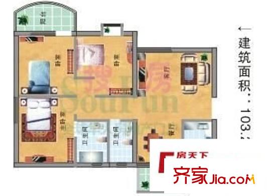 七寶一居 3室 戶型圖