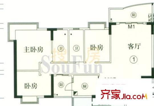 七寶一居 3室 戶型圖