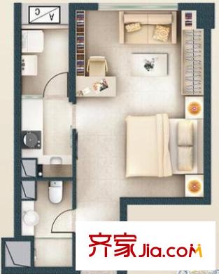 南城鴻福廣場(chǎng)戶型圖鴻福廣場(chǎng) 1室 戶型圖 1室1廳1衛(wèi)1廚