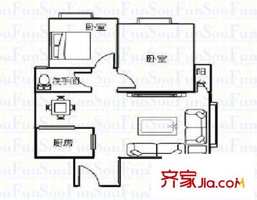 富康豪庭二期 3室 戶型圖