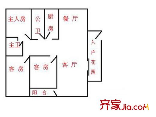 富康豪庭二期 3室 戶型圖