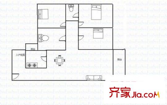 富康豪庭二期 3室 戶型圖
