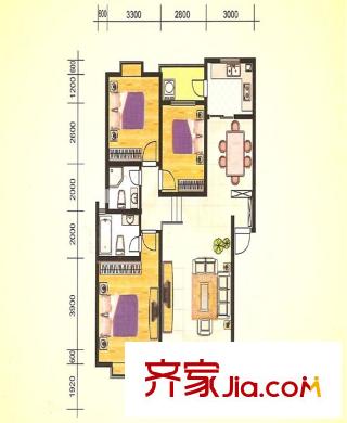 帝景花園 戶型3室2廳2衛(wèi)