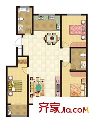 帝景花園 戶型圖2室2廳