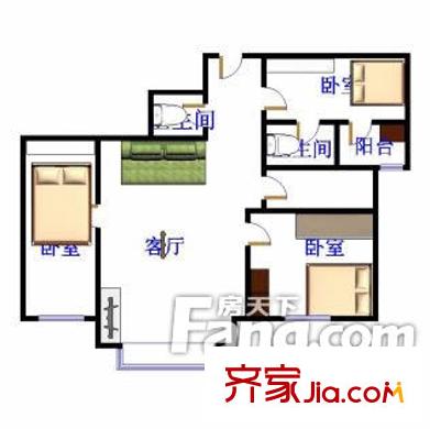 帝景花園 戶型3室1廳