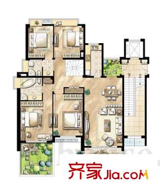 蓮花別墅洋房 4室 戶型圖