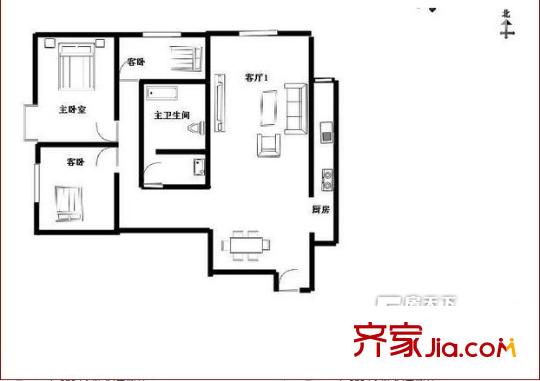 世紀(jì)城國際公館 3室 戶型圖