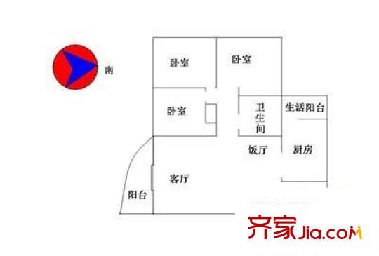 蔚藍(lán)星湖三期 3室 戶型圖