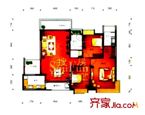 中央公館海德堡3室戶型圖