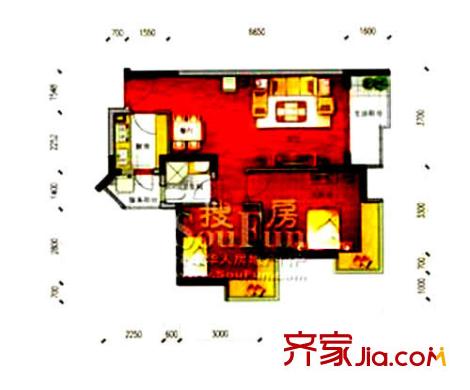 中央公館海德堡2室戶型圖