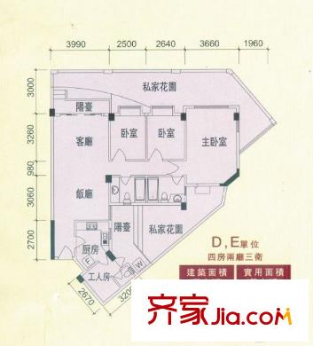 嘉多利山花園 3室 戶(hù)型圖