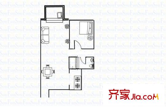 厚街盛和廣場 1室 戶型圖