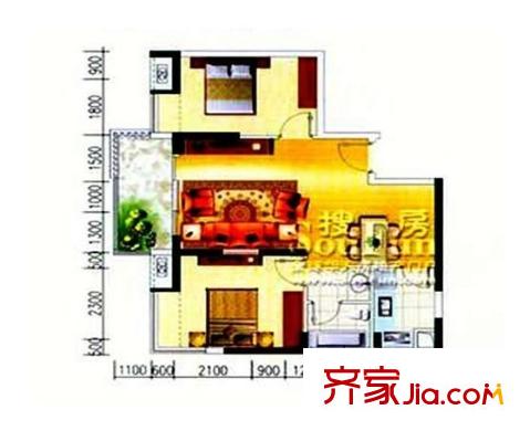 厚街盛和廣場 1室 戶型圖
